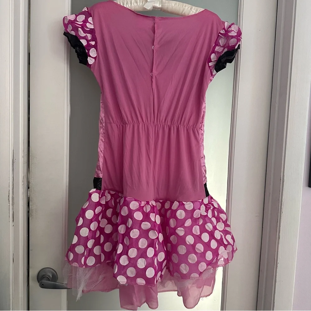 Minnie Mouse pink & white polka dot dress junior 7-9